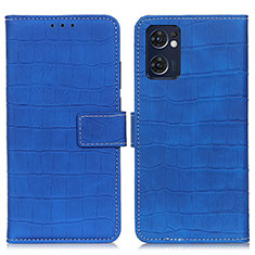 Custodia Portafoglio In Pelle Cover con Supporto K07Z per Oppo Find X5 Lite 5G Blu