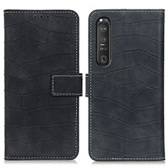 Custodia Portafoglio In Pelle Cover con Supporto K07Z per Sony Xperia 1 III Nero