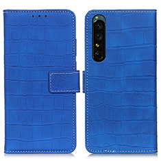 Custodia Portafoglio In Pelle Cover con Supporto K07Z per Sony Xperia 1 IV Blu