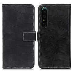 Custodia Portafoglio In Pelle Cover con Supporto K07Z per Sony Xperia 1 IV Nero