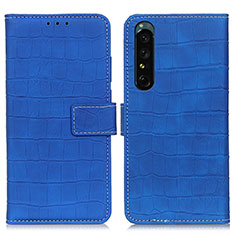 Custodia Portafoglio In Pelle Cover con Supporto K07Z per Sony Xperia 1 IV SO-51C Blu