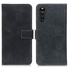 Custodia Portafoglio In Pelle Cover con Supporto K07Z per Sony Xperia 10 III Lite Nero