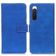 Custodia Portafoglio In Pelle Cover con Supporto K07Z per Sony Xperia 10 IV SO-52C Blu