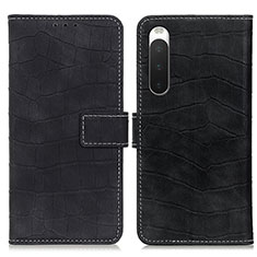 Custodia Portafoglio In Pelle Cover con Supporto K07Z per Sony Xperia 10 V Nero