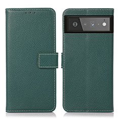 Custodia Portafoglio In Pelle Cover con Supporto K08Z per Google Pixel 6 5G Verde