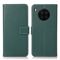 Custodia Portafoglio In Pelle Cover con Supporto K08Z per Huawei Honor 50 Lite Verde