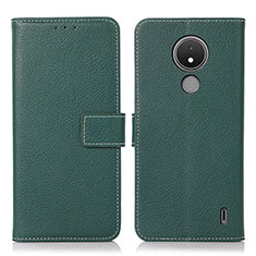 Custodia Portafoglio In Pelle Cover con Supporto K08Z per Nokia C21 Verde