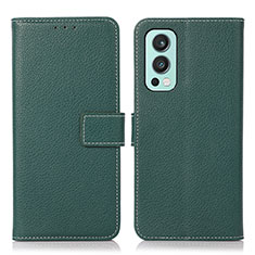 Custodia Portafoglio In Pelle Cover con Supporto K08Z per OnePlus Nord 2 5G Verde