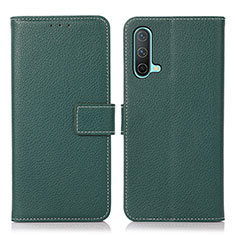 Custodia Portafoglio In Pelle Cover con Supporto K08Z per OnePlus Nord CE 5G Verde