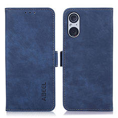 Custodia Portafoglio In Pelle Cover con Supporto K08Z per Sony Xperia 5 V Blu