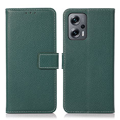 Custodia Portafoglio In Pelle Cover con Supporto K08Z per Xiaomi Redmi Note 11T Pro+ Plus 5G Verde