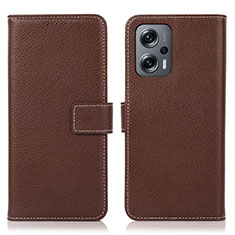 Custodia Portafoglio In Pelle Cover con Supporto K08Z per Xiaomi Redmi Note 12T Pro 5G Marrone