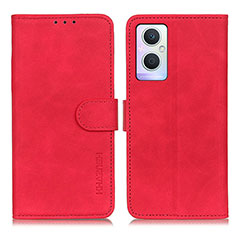 Custodia Portafoglio In Pelle Cover con Supporto K09Z per Oppo A96 5G Rosso