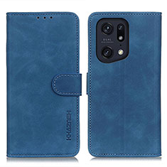 Custodia Portafoglio In Pelle Cover con Supporto K09Z per Oppo Find X5 Pro 5G Blu