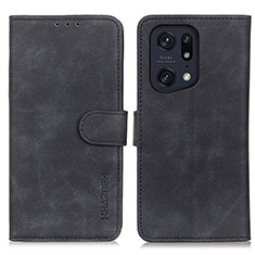 Custodia Portafoglio In Pelle Cover con Supporto K09Z per Oppo Find X5 Pro 5G Nero