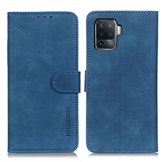 Custodia Portafoglio In Pelle Cover con Supporto K09Z per Oppo Reno5 Lite Blu