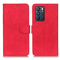 Custodia Portafoglio In Pelle Cover con Supporto K09Z per Oppo Reno6 5G Rosso