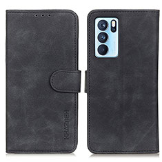 Custodia Portafoglio In Pelle Cover con Supporto K09Z per Oppo Reno6 Pro 5G India Nero