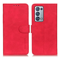 Custodia Portafoglio In Pelle Cover con Supporto K09Z per Oppo Reno6 Pro 5G Rosso