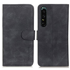 Custodia Portafoglio In Pelle Cover con Supporto K09Z per Sony Xperia 1 IV Nero