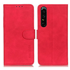 Custodia Portafoglio In Pelle Cover con Supporto K09Z per Sony Xperia 1 IV SO-51C Rosso