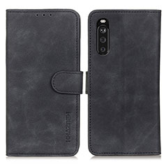 Custodia Portafoglio In Pelle Cover con Supporto K09Z per Sony Xperia 10 III Lite Nero