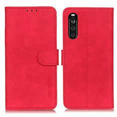 Custodia Portafoglio In Pelle Cover con Supporto K09Z per Sony Xperia 10 III Lite Rosso