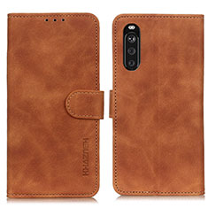 Custodia Portafoglio In Pelle Cover con Supporto K09Z per Sony Xperia 10 III SO-52B Marrone