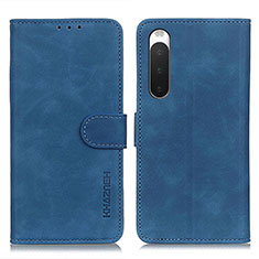 Custodia Portafoglio In Pelle Cover con Supporto K09Z per Sony Xperia 10 IV Blu