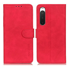 Custodia Portafoglio In Pelle Cover con Supporto K09Z per Sony Xperia 10 IV SO-52C Rosso