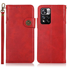 Custodia Portafoglio In Pelle Cover con Supporto K09Z per Xiaomi Mi 11i 5G (2022) Rosso