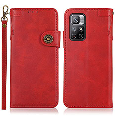 Custodia Portafoglio In Pelle Cover con Supporto K09Z per Xiaomi Poco M4 Pro 5G Rosso