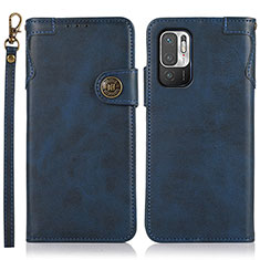 Custodia Portafoglio In Pelle Cover con Supporto K09Z per Xiaomi Redmi Note 10 5G Blu