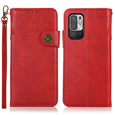 Custodia Portafoglio In Pelle Cover con Supporto K09Z per Xiaomi Redmi Note 10 5G Rosso