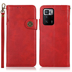 Custodia Portafoglio In Pelle Cover con Supporto K09Z per Xiaomi Redmi Note 10 Pro 5G Rosso