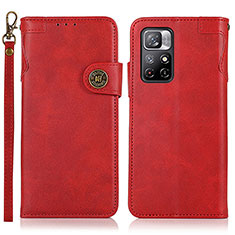 Custodia Portafoglio In Pelle Cover con Supporto K09Z per Xiaomi Redmi Note 11 5G Rosso