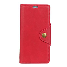 Custodia Portafoglio In Pelle Cover con Supporto L01 per Alcatel 3 Rosso