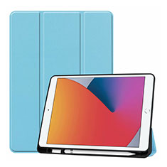 Custodia Portafoglio In Pelle Cover con Supporto L01 per Apple iPad 10.2 (2019) Cielo Blu