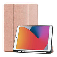 Custodia Portafoglio In Pelle Cover con Supporto L01 per Apple iPad 10.2 (2019) Oro Rosa