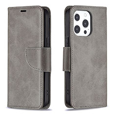 Custodia Portafoglio In Pelle Cover con Supporto L01 per Apple iPhone 13 Pro Grigio Scuro