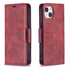 Custodia Portafoglio In Pelle Cover con Supporto L01 per Apple iPhone 15 Plus Rosso