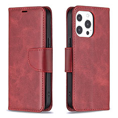 Custodia Portafoglio In Pelle Cover con Supporto L01 per Apple iPhone 16 Pro Rosso