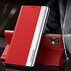 Custodia Portafoglio In Pelle Cover con Supporto L01 per Nothing Phone 1 Rosso