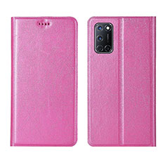 Custodia Portafoglio In Pelle Cover con Supporto L01 per Oppo A52 Rosa