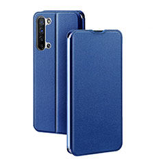 Custodia Portafoglio In Pelle Cover con Supporto L01 per Oppo F15 Blu