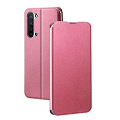 Custodia Portafoglio In Pelle Cover con Supporto L01 per Oppo F15 Rosa