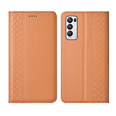 Custodia Portafoglio In Pelle Cover con Supporto L01 per Oppo Reno5 Pro+ Plus 5G Arancione