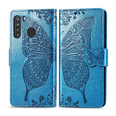 Custodia Portafoglio In Pelle Cover con Supporto L01 per Samsung Galaxy A21 Cielo Blu
