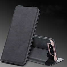 Custodia Portafoglio In Pelle Cover con Supporto L01 per Samsung Galaxy A80 Nero