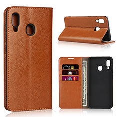 Custodia Portafoglio In Pelle Cover con Supporto L01 per Samsung Galaxy M10S Arancione